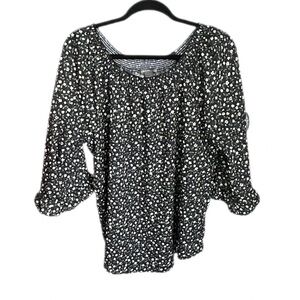 Women’s Kate & Mallory Navy & Floral Ruffle Sleeve Blouse Size XL